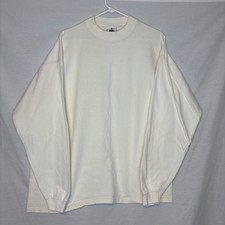 Vintage 90s Lee Crewneck Sweatshirt White Mockneck Sweater Made in USA Sz XL