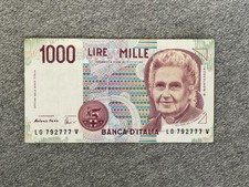 1000 Lire Maria Montessori Banca D’ Italia Banknote Italy Paper World Money