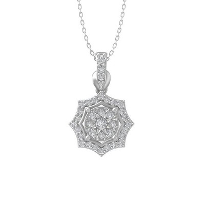 Halskette mit Anhänger 0,4 kt natürlicher Diamant Sterlingsilber 18 Zoll Silberkette