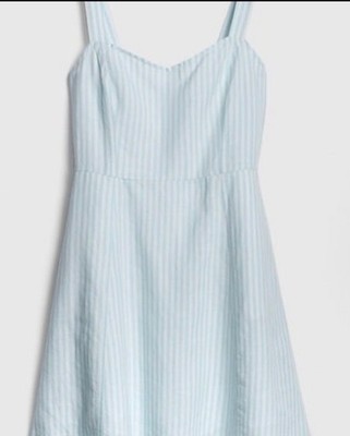 Gap Fit & Flare Cami Dress Linen Cotton Blue & White Stripes Dress Sz 20 |  eBay