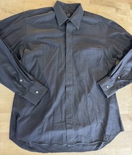 Ike Behar Men  s Dress Shirt gray Long Sleeve size 16 L black white dots