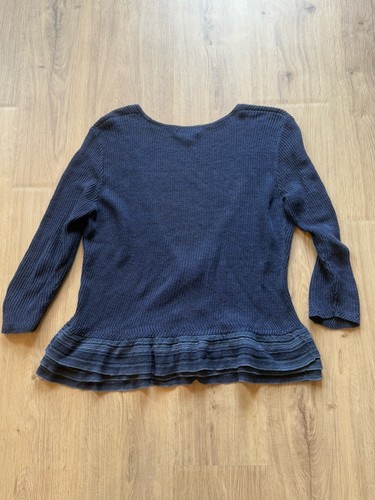 Lauren Ralph Lauren 100% Linen Peplum Cardigan Sweater Ruffle Blue Women’s Sz L - Picture 7 of 7
