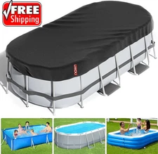 [2025 Upgraded Ultimate Windproof] 10x16 Ft Oval Pool Cover with Fast Tighten
