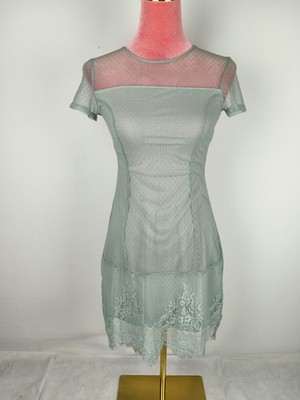 Kleid H&M divided Gr. 36 S grün mint Pastell Spitze Party dress classic stretch