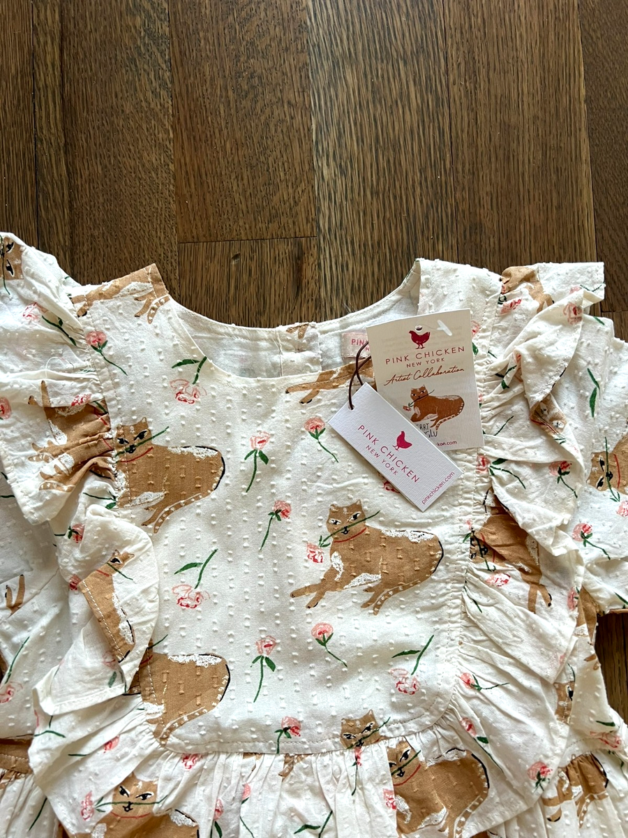 Pink Chicken Girls NWT 8 Year Michaela Swiss Dot Dress- Cats n