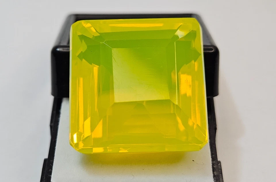 Square Cut Natural Neon Yellow Opal 55+ Ct Certified Loose Gemstone For Pendant - Image 2 of 4