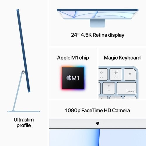 Apple 2021 iMac 24" Retina 4.5K M1 8C GPU 7C 16GB 256GB SSD, Blue - NEW OPEN BOX - Picture 6 of 8
