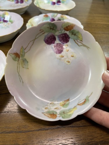 Set Of 6 Jean Pouyat 1906 Haviland Limoges Blackberry Coupe Bowl Scalloped 5” - Picture 2 of 10