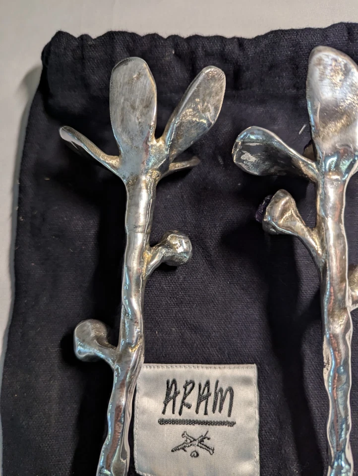 Juego de Servir Michael Aram 12" Fantasy Amatista Flores Ramita Plateado Bronce Foto 3 de 4