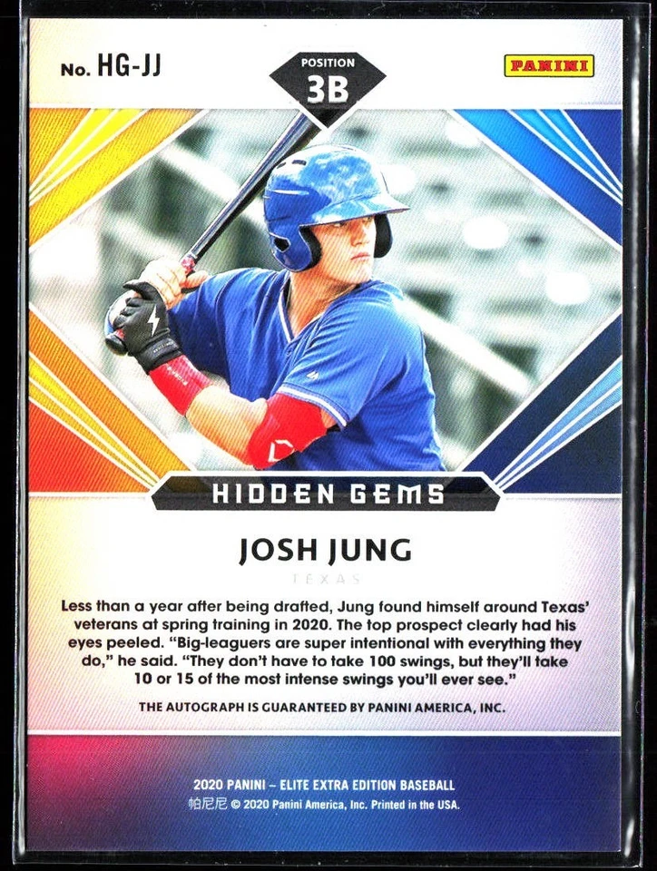 2020 Panini Elite Extra Edition - Hidden Gems Black #HG-JJ Josh Jung (AU, RC) - Image 2 of 2