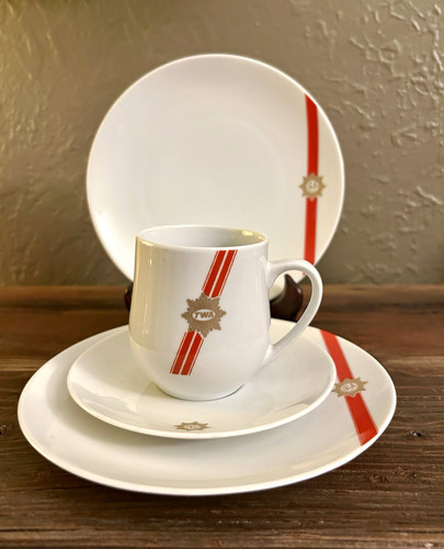 Vintage TWA Royal Ambassador First Class China 4-Pc Lot Rosenthal Plate Cup Set