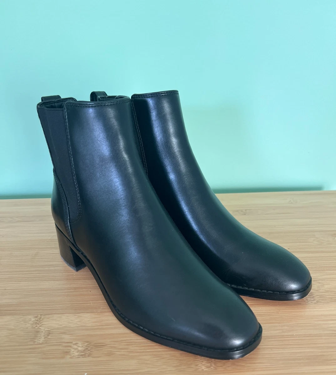 Bottines J.Crew Dean Pour Femme - Taille 7 (US), Couleur Noire En Cuir - Occasion, Style Booties Avec Fermeture éclair Et Boucles