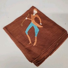 Vtg Handkerchief Equestrian Female Rider Hankie Horse READ