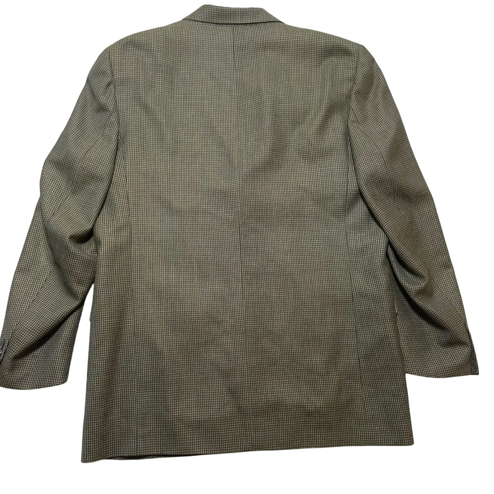 J Ferrar Men's Blazer Jacket 44L Brown Houndstooth 100% worsted Wool Suit Coat - Image 3 of 4