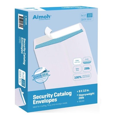 100 9 x 12 SELF Seal Security White Catalog Envelopes - 28lb - Security Tinte