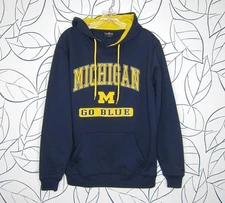 University Of Michigan GO BLUE Colosseum Hooded Sweatshirt Navy Blue Men's S
