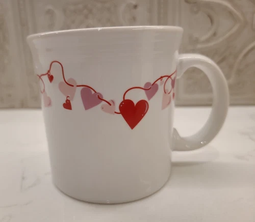 Fiesta Fiestaware Coffee Mug String of Hearts Valentine White D Handle