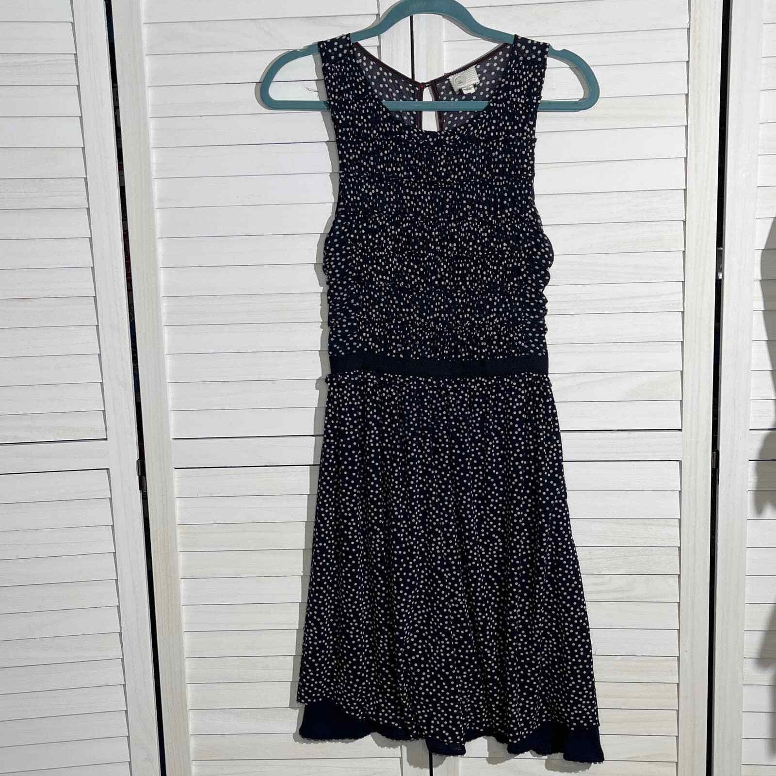 Anthropologie Postage Stamp Polka Dot Dress Medium Gem