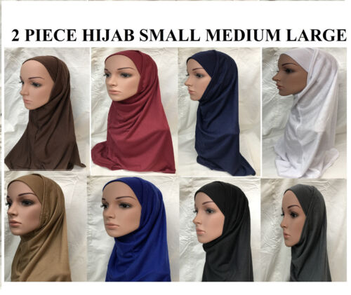 2 Piece Hijab Two Piece Bonnet New Muslim Islamic Women’s Ladies Plain  - Afbeelding 1 van 4