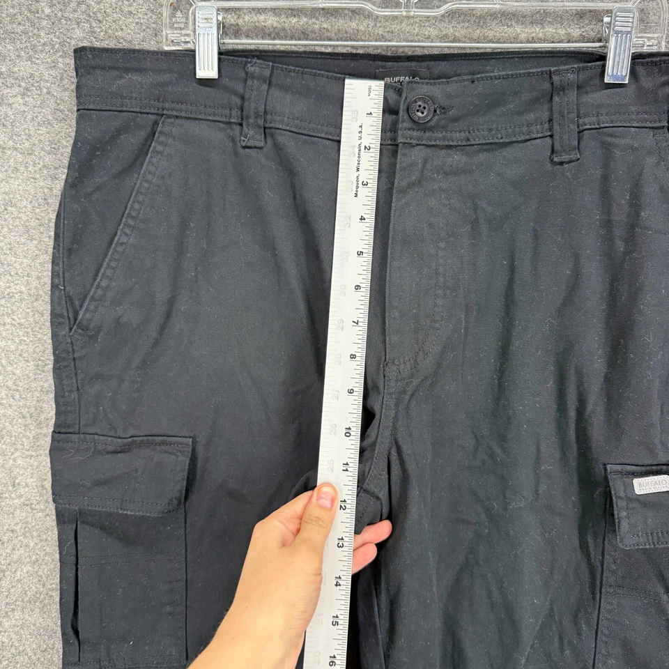 Pantalones Cortos Carga Buffalo Hombres 34 Negros Tiro Medio Bolsillos Frontales Planos Algodón Calce Regular Foto 4 de 4