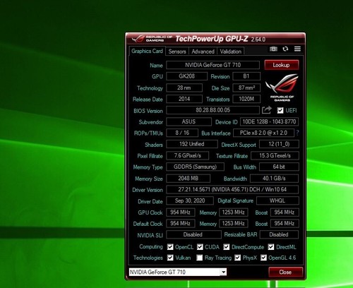 ASUS NVIDIA GeForce GT 710 2GB GDDR5 90YV0E60-M0NA00 Graphics Card GPU PCIEx1 - Bild 10 von 11