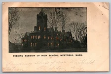 Evening Session Of High School Westfield MA C1905 UDB Postcard M6