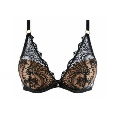 Soutien-gorge Aubade Écrin Noir UEN81 - Plunge Foulard Push-up - Taille FR95B/EU80B - Neuf Avec étiquettes