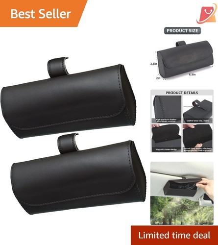 Sunglasses Holder Leather Car Visor Case Storage Organizer Easy Install Vehic...