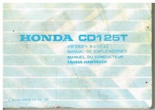HONDA CD125T ORIG 1981 OWNERS INSTRUCTION & MAINTENANCE HANDBOOK (GB F D E TEXT)