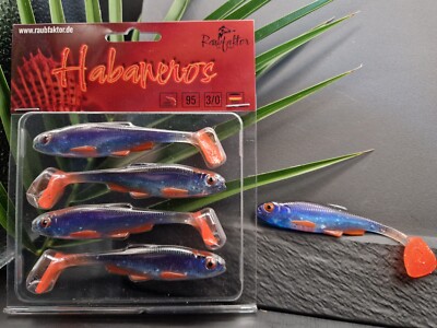 Raubfaktor Habaneros ''Blue Shadow'' / 95mm / 4 Stk. Gummifisch Angeln Kunstköder