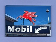 VINTAGE GASOLINE PUMP *2X3 FRIDGE MAGNET* STATION SIGN PETROLEUM OIL CAR MOBIL