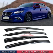 For 2014-2021 Mazda 6 JDM Wavy Mugen Style Window Visors Rain Guards Deflectors