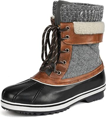 DREAM PAIRS Women's Mid Calf Waterproof Lace-Up Winter Snow Boots Size: 