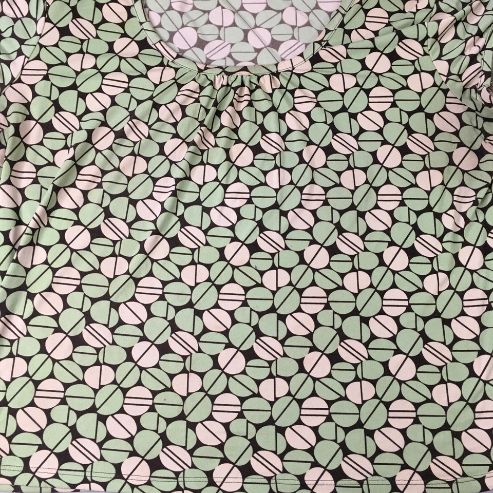 Camisa Van Heusen Mujer Verde Beige Extra Grande Fluida Manga Corta Hecha en EE. UU. Foto 3 de 4