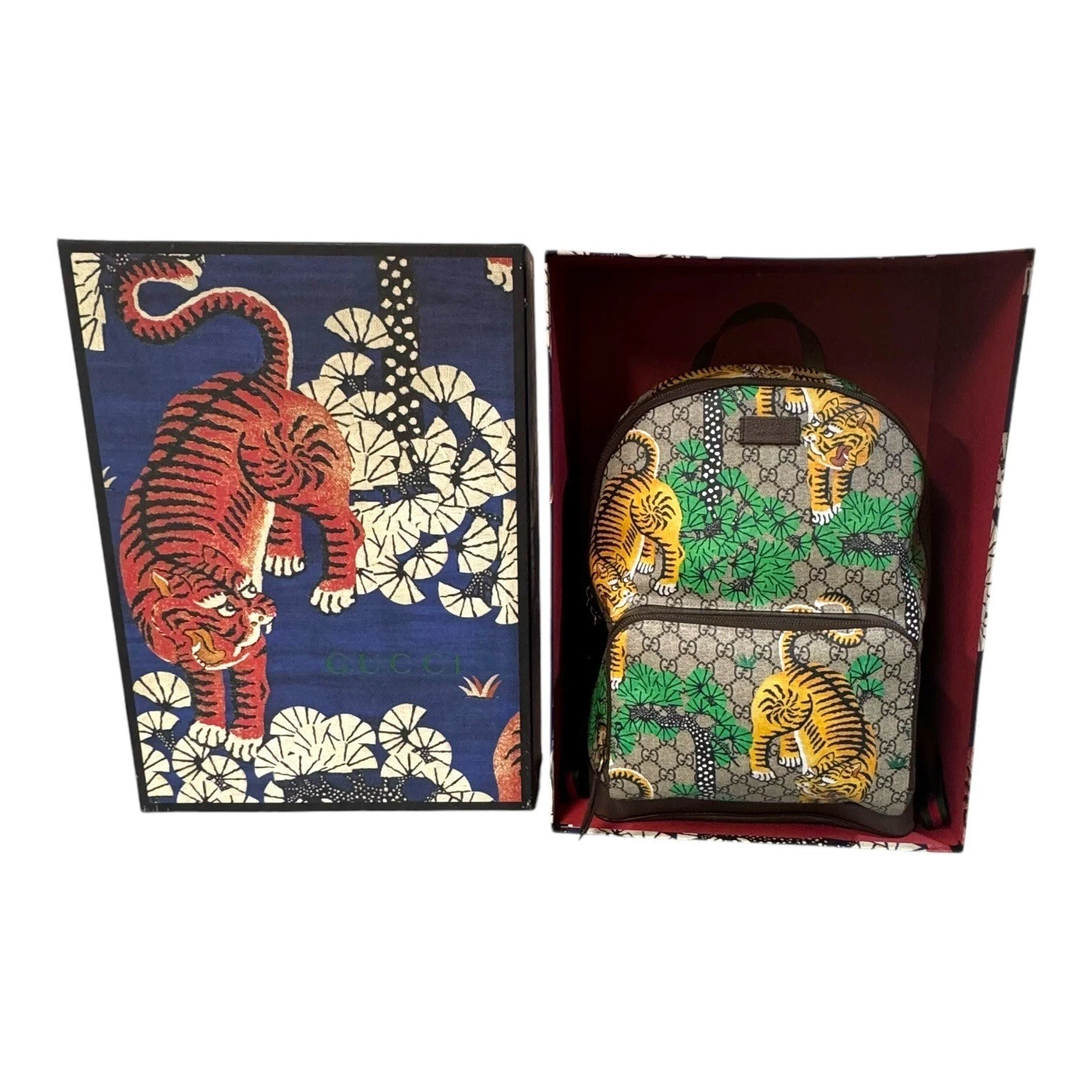 Sac à dos Gucci Tian GG Supreme Tiger Print boîte d'origine sac à poussière cadeau authentique