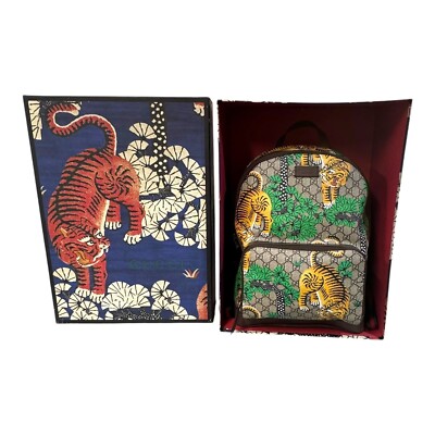 Gucci Tian GG Supreme Tiger Print Backpack Original Box Dustbag Gift  Authentic