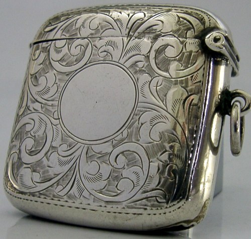 QUALITY LEFT HANDED STERLING SILVER VESTA MATCH CASE 1924 ANTIQUE