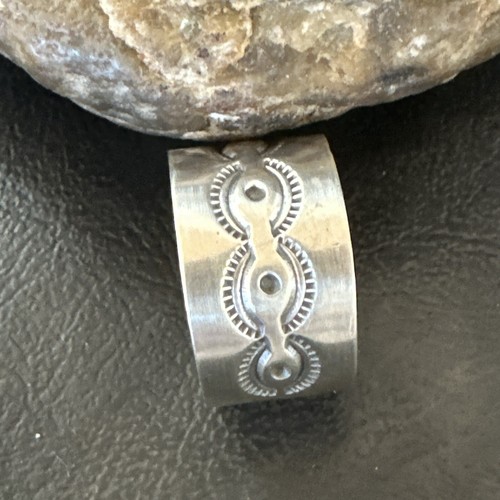 Mens Wedding Wide Band Navajo Stamped Sterling Silver Ring Size 12 17998 - Picture 9 of 13