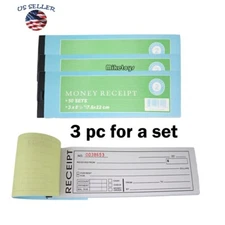 Lots 3 Money Receipt Book Rent Record Carbonless Duplicate 50 Sets/Book