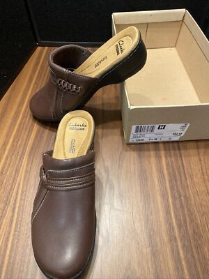 Clarks Women's Leisa Dream Leather Slide Sandals Brown Closed Toe