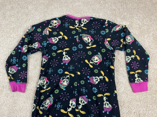Looney Tunes Tweety Bird Footed Pajamas Womens Size 37 Fleece Black - Picture 6 of 23