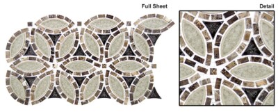 New Glazzio Tiles Grecian Urn, Glass Mosaic Backsplash, Tranquil Flower Design