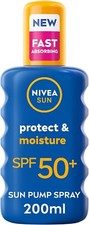 NIVEA SUN Protect & Moisture Sun Spray SPF 50+ 200ml Moisturising Suncream S 43.35 per litre