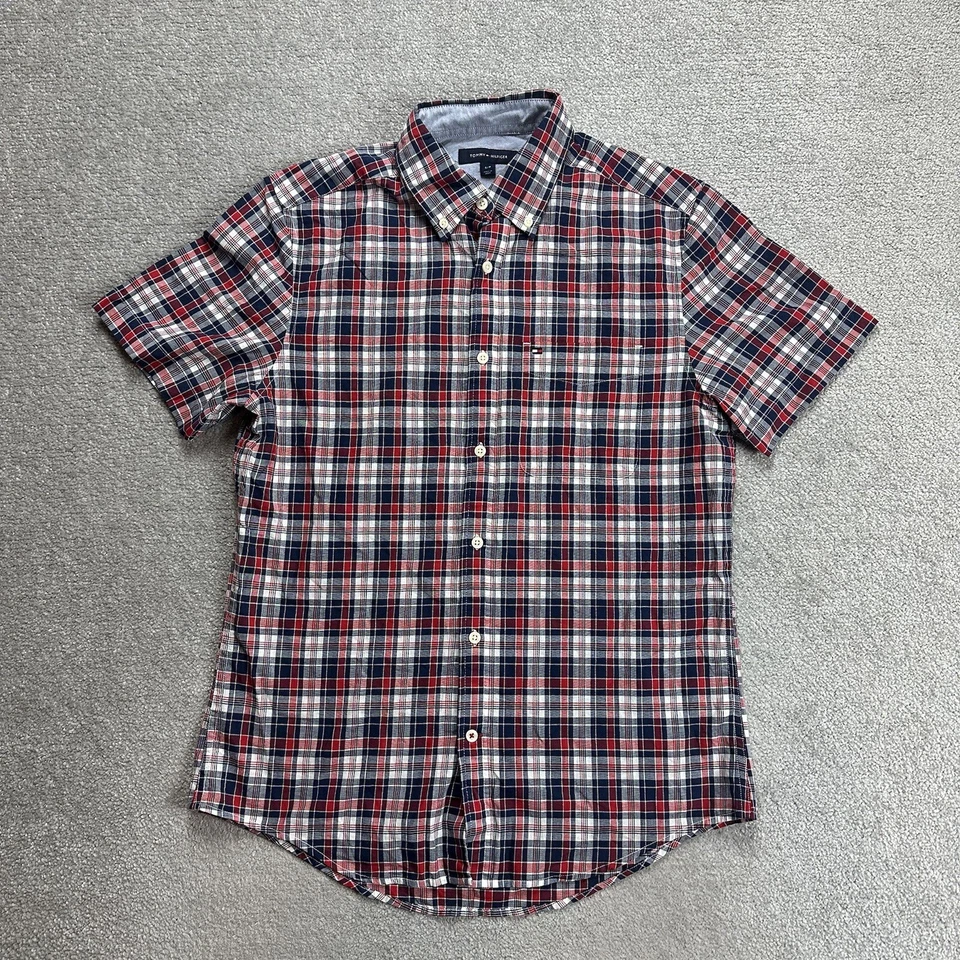 TOMMY HILFIGER Herren Hemd Shirt Gr. S Regular Logo Kariert Checked 16109 Rot - Bild 1 von 4