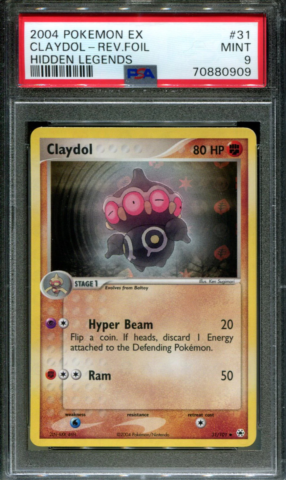 Claydol - 31/101 - PSA 9 - Reverse Holo - Hidden Legends - Pokemon - 80909