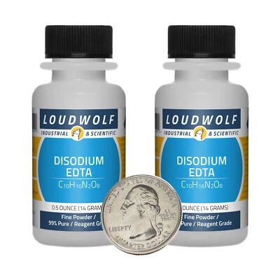LOUDWOLF INDUSTRIAL & SCIENTIFIC Disodium EDTA / 1 Ounce / 2 Bottles / 99% Pure Reagent Grade / Fine Powder / USA