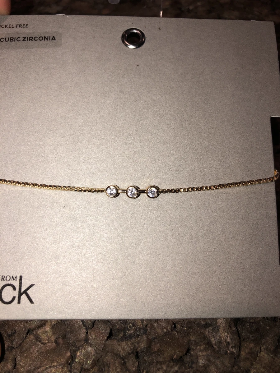 Nordstrom Rack Gold Tone Slider Bracelet Cubic Zirconia Minimalist