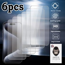 6Pcs HD Clear Tempered Glass Screen For Apple iPhone 16/16Plus/16Pro/16ProMax