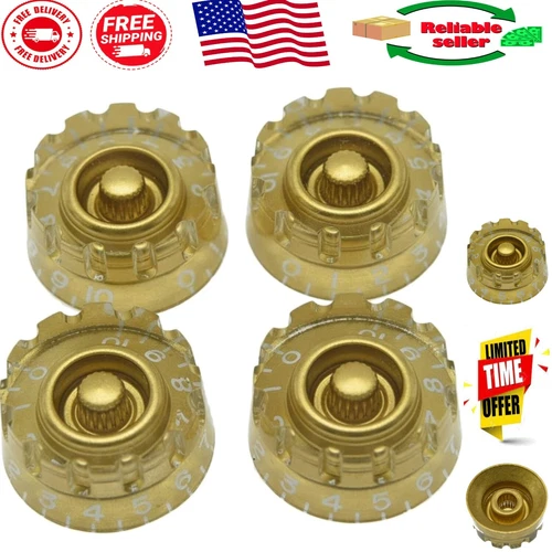 Versatile Set of 4 Gold Guitar Control Knobs for Epi Les Pauls - Easy Install