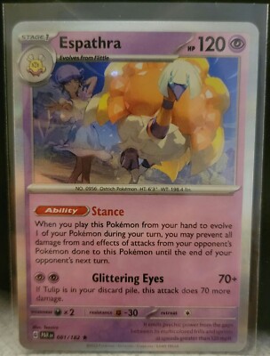 Pokemon TCG Card Espathra 081/182 S&V Paradox Rift Rare Black Star
